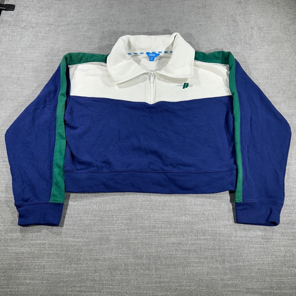 Prince Pickleball Quarter Zip Sweatshirt Womens XXL Blue White Green Cropped